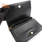 Saint Laurent Becky Matelassé Leather Shoulder Bag Black Gold Hardware Rank A