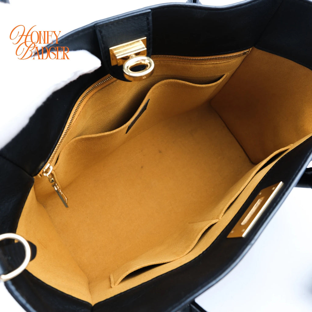 Louis Vuitton On My Side MM Calfskin Black Monogram Tufting Gold Hardware Rank AB