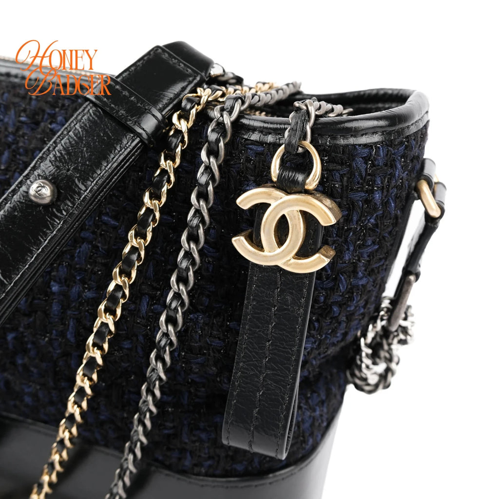 Chanel Gabrielle de Chanel Hobo Medium Tweed Navy Black