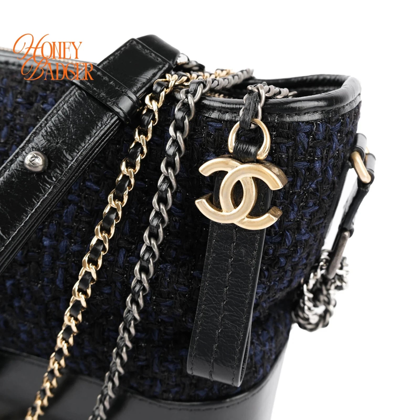 Chanel Gabrielle de Chanel Hobo Medium Tweed Navy Black