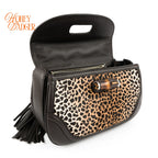 Gucci Bamboo Leopard Calf Hair 2WAY Handbag Rank A