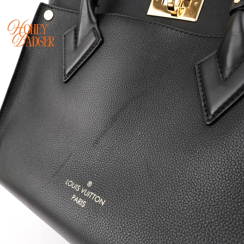 Louis Vuitton On My Side MM Calfskin Black Monogram Tufting Gold Hardware Rank AB