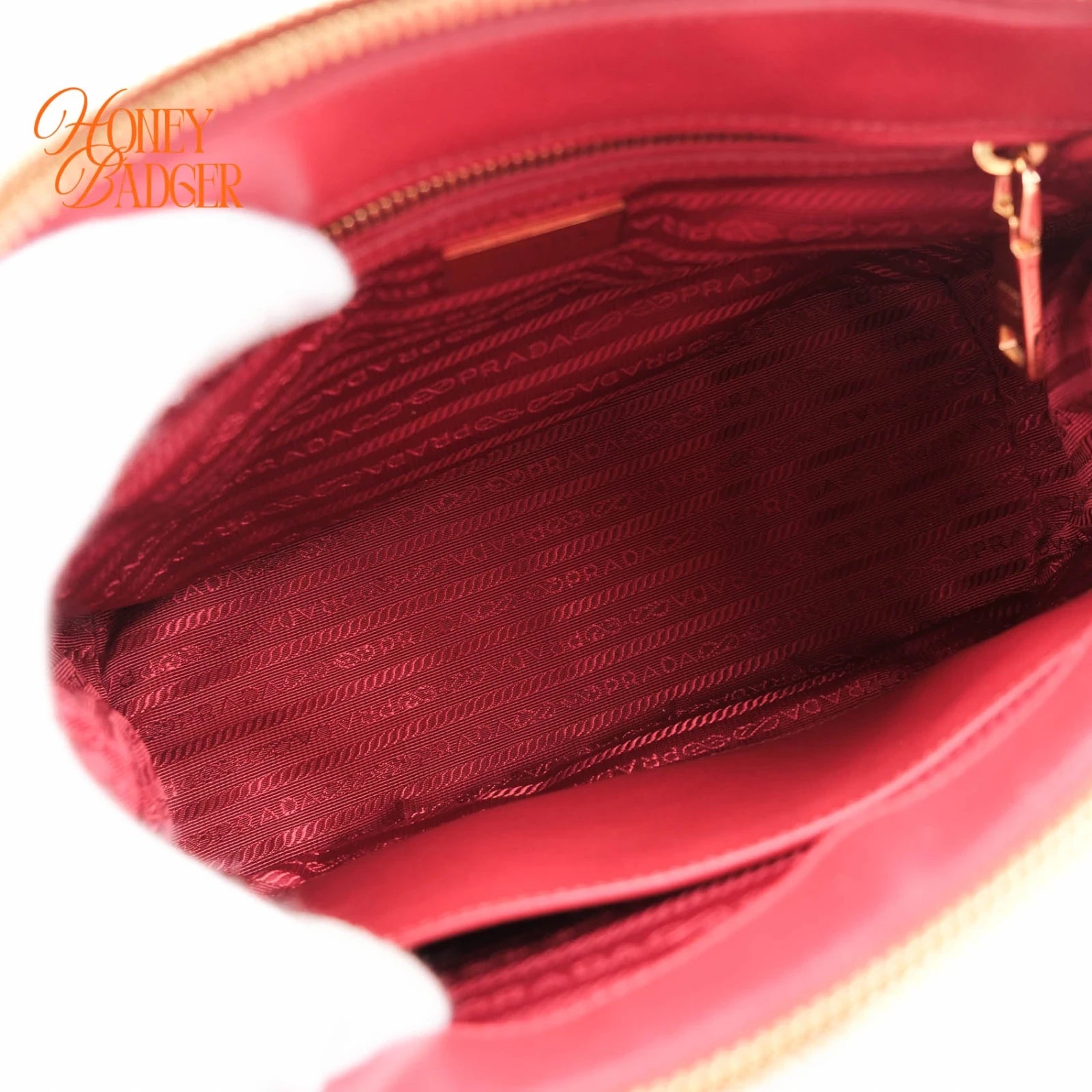 Prada Saffiano Lux Leather 2Way Handbag Red Rank A