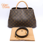 Louis Vuitton Montaigne MM Monogram Canvas Natural Cowhide Rank A