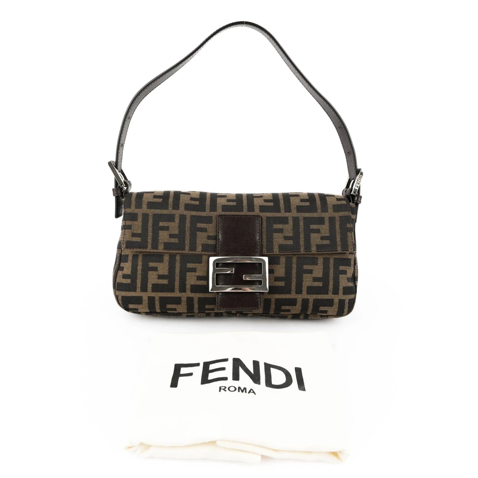 Fendi Baguette Zucca Canvas Brown Rank A