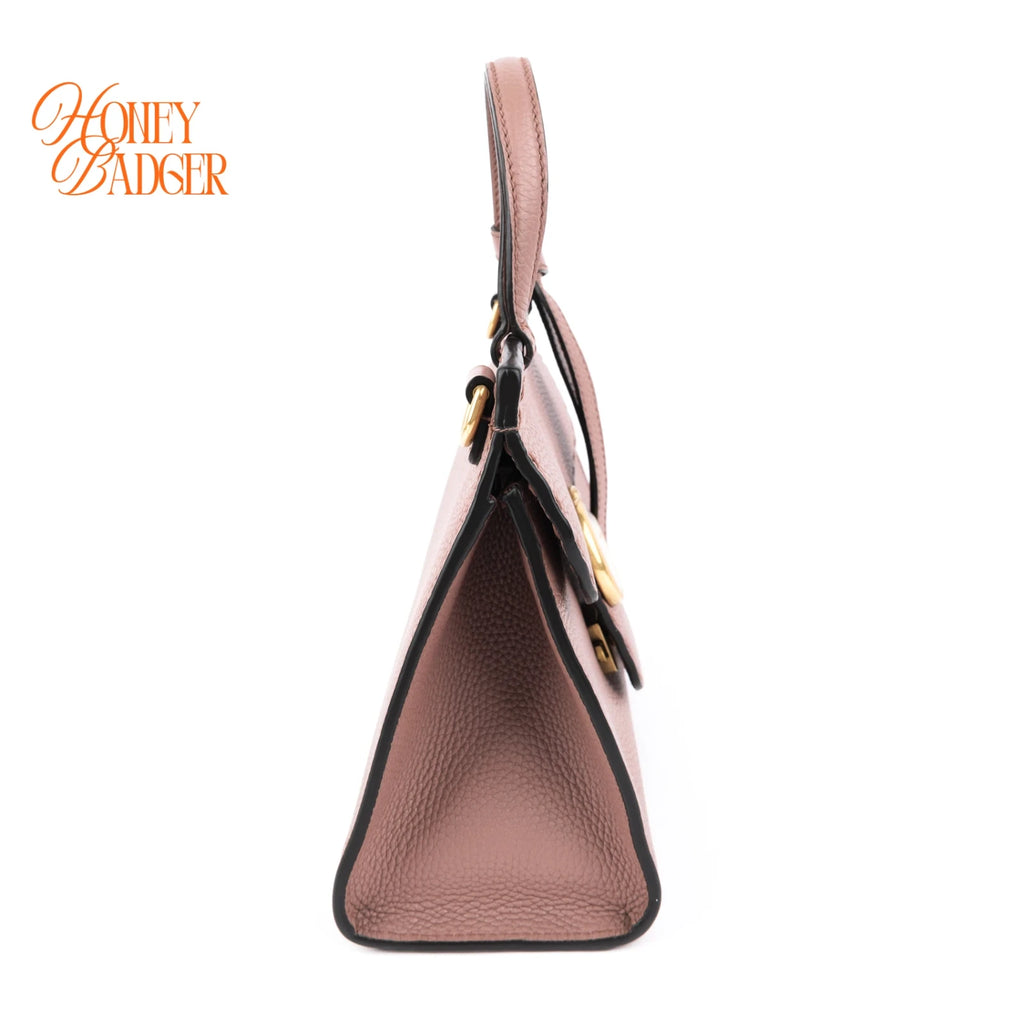 Gucci GG Marmont Small Top Handle Grained Leather Dusty Pink Antique Gold Hardware Rank AB