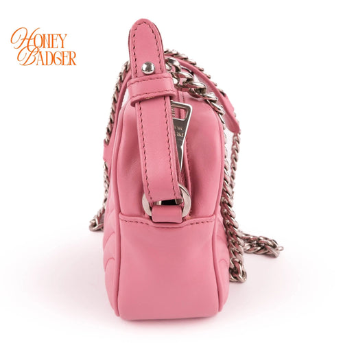 Prada Diagramme Camera Bag Pink Leather Grade A