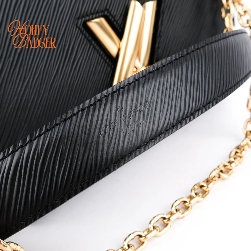 Louis Vuitton Twist MM Noir Epi Leather Chain Shoulder Bag Rank AB