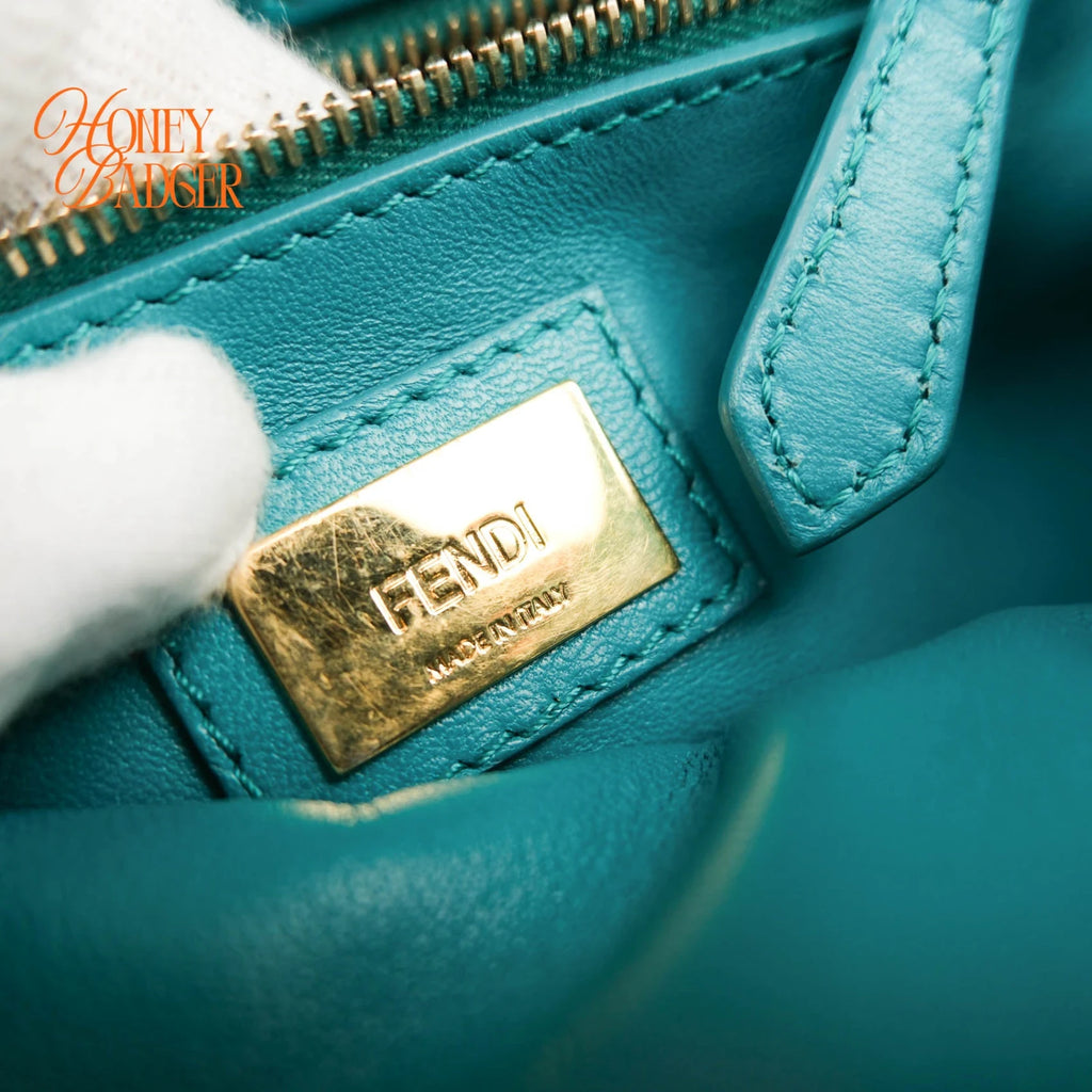 Fendi Peekaboo Iconic Mini Blue Leather 2WAY Shoulder Bag 8BN244