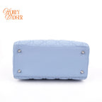 Dior Lady Dior Medium Light Blue Cannage Leather 2-Way Bag Rank B