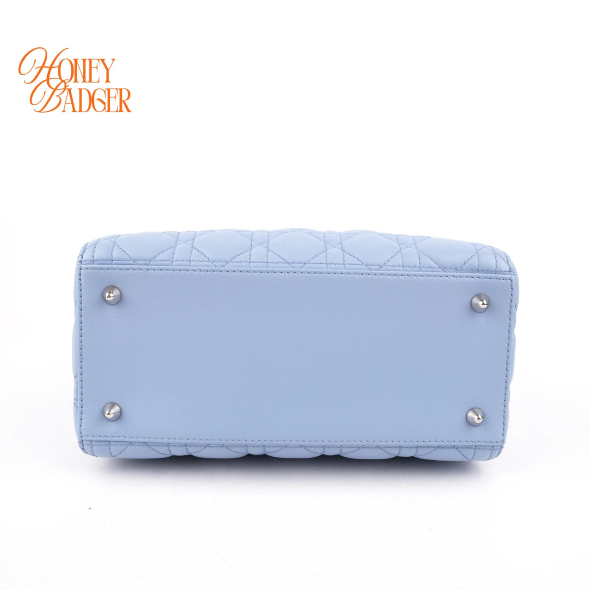 Dior Lady Dior Medium Light Blue Cannage Leather 2-Way Bag Rank B