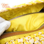 Fendi Mamma Baguette Raffia Crochet Yellow Brown Shoulder Bag Rank AB