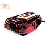 Fendi Nano Baguette Charm Embellished Sequins Granata Maxi FF Buckle Gold Hardware Rank S