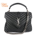 Saint Laurent College Medium Matelassé Leather Black Chain 2-Way Bag Rank A