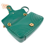 Gucci GG Marmont Small Matelassé Leather Green Antique Gold Hardware Rank A