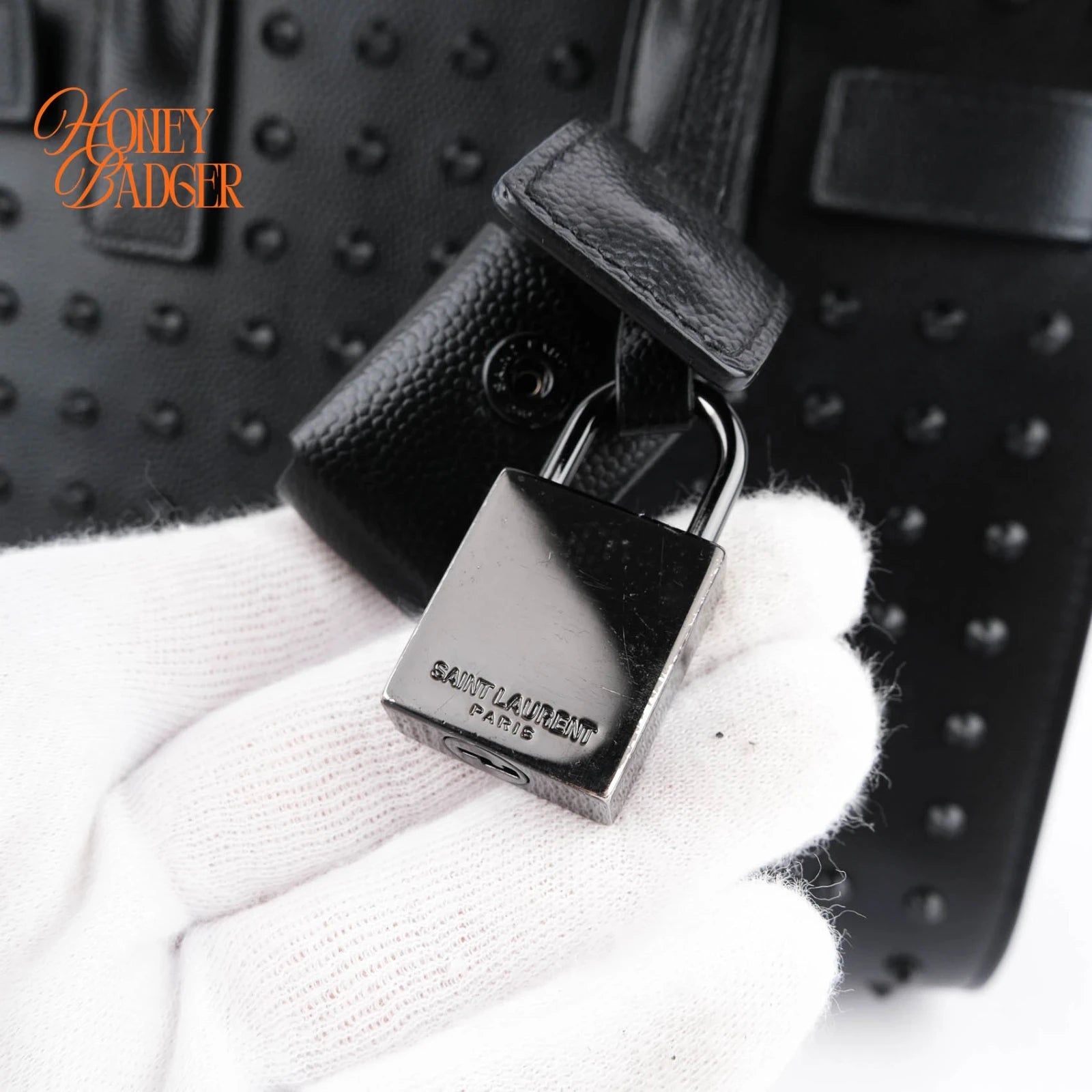 Saint Laurent Sac de Jour Nano Studded Leather Black Rank A