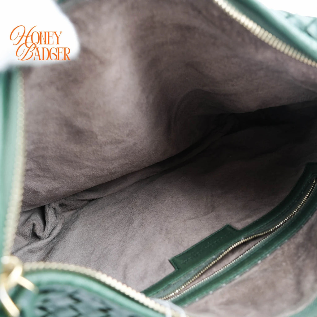 Bottega Veneta Veneta Hobo Intrecciato Leather Green Rank A