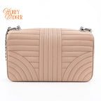 Prada Diagram Leather Shoulder Bag Pink Beige Silver Hardware Rank A
