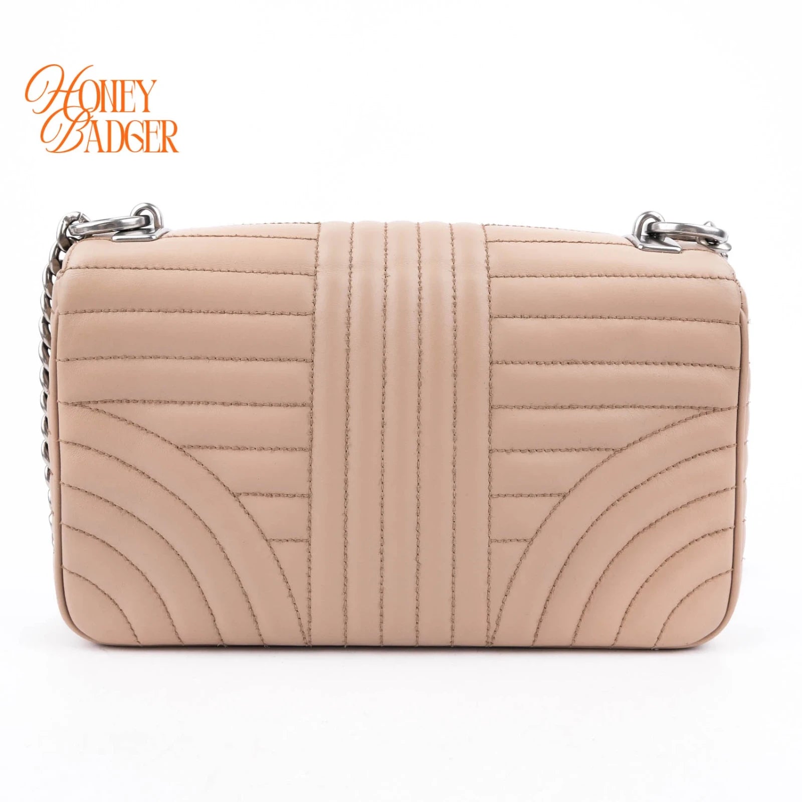 Prada Diagram Leather Shoulder Bag Pink Beige Silver Hardware Rank A
