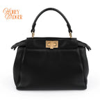 Fendi Peekaboo ISeeU Mini Black Leather 2Way Bag G3507 Rank A