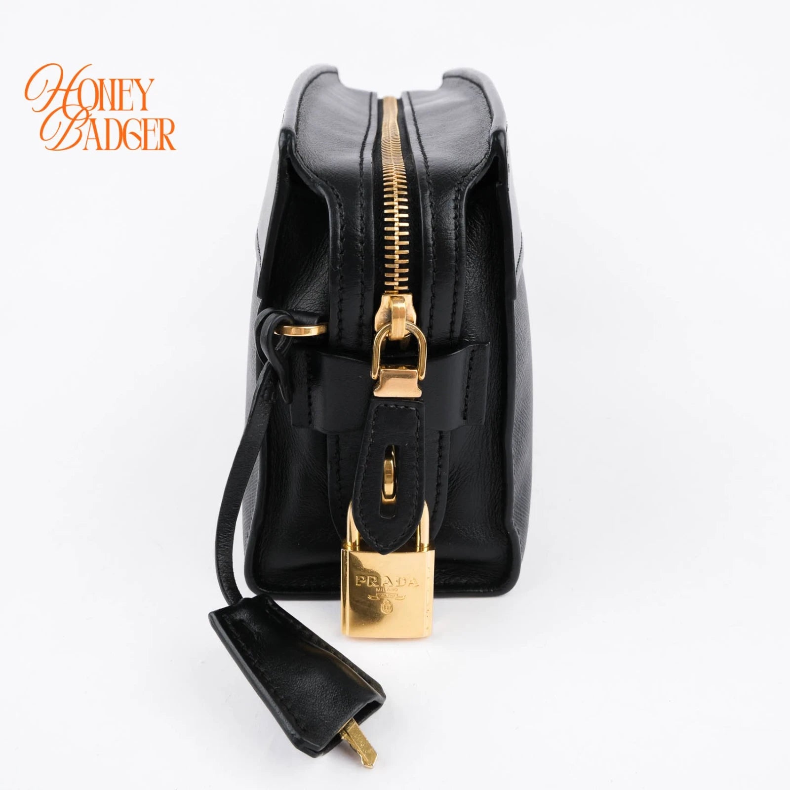 Prada Saffiano Camera Bag in black leather, Grade A condition.