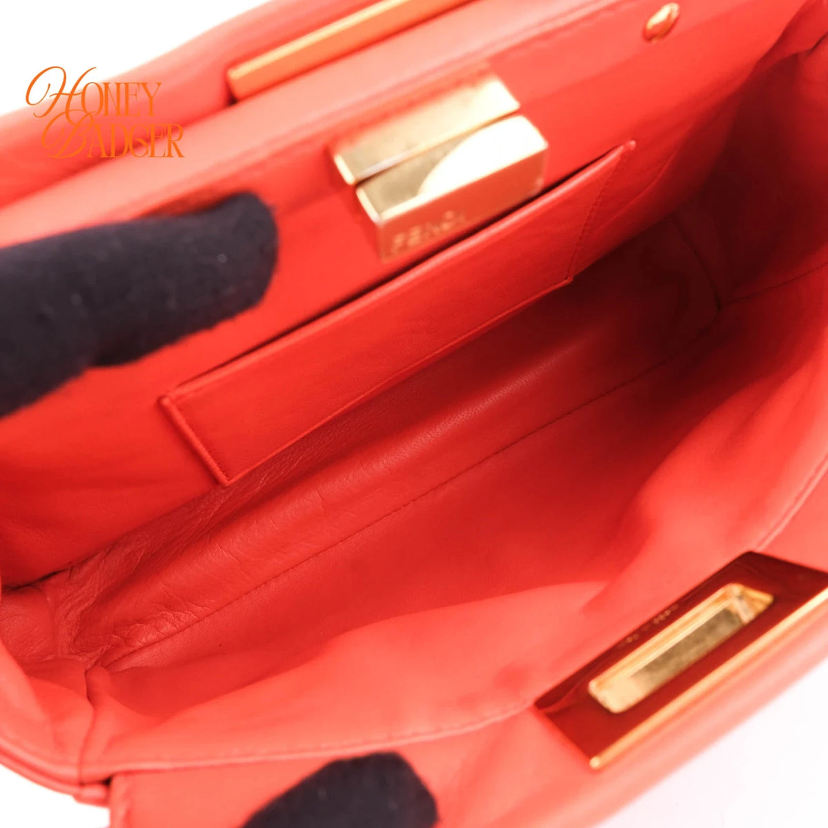 Fendi Peekaboo Mini Smooth Leather Orange Rank A