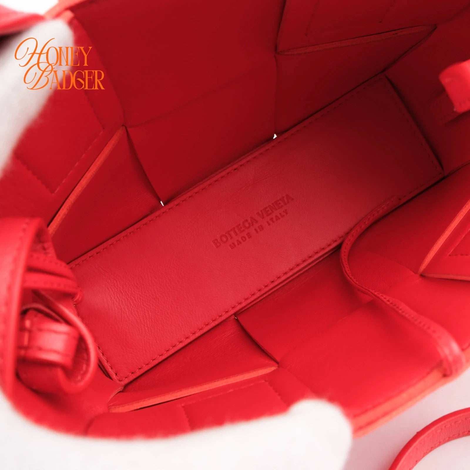 Bottega Veneta Arco Tote Mini Intrecciato Leather Red 2WAY Bag