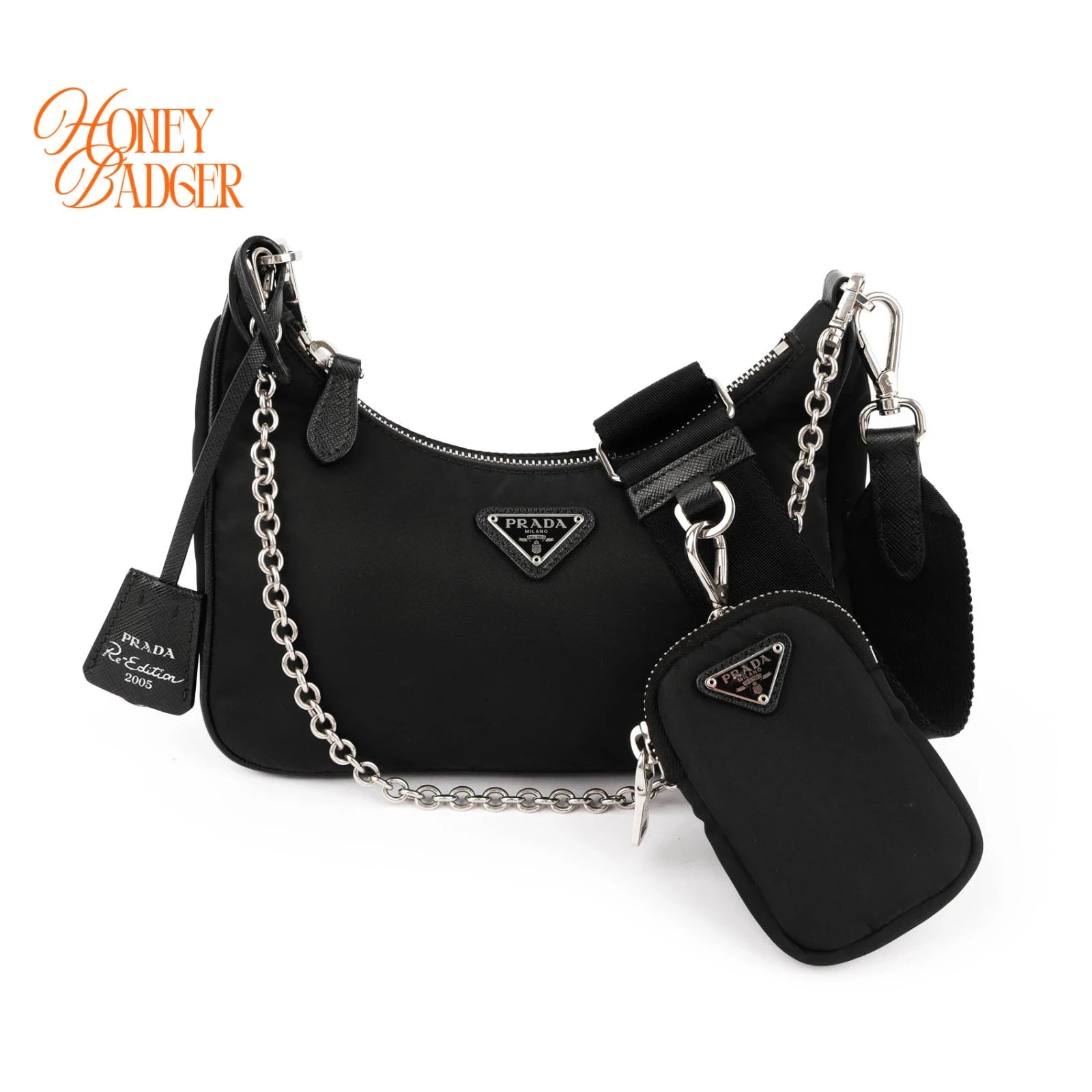Prada Re-Edition 2005 Nylon and Leather 2WAY Shoulder Bag Black 1BH204
