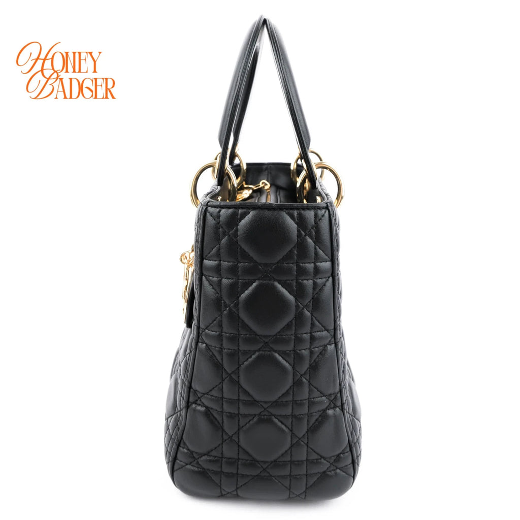 Dior Lady Dior Medium Lambskin Black Rank A