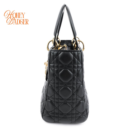 Dior Lady Dior Medium Lambskin Black Rank A