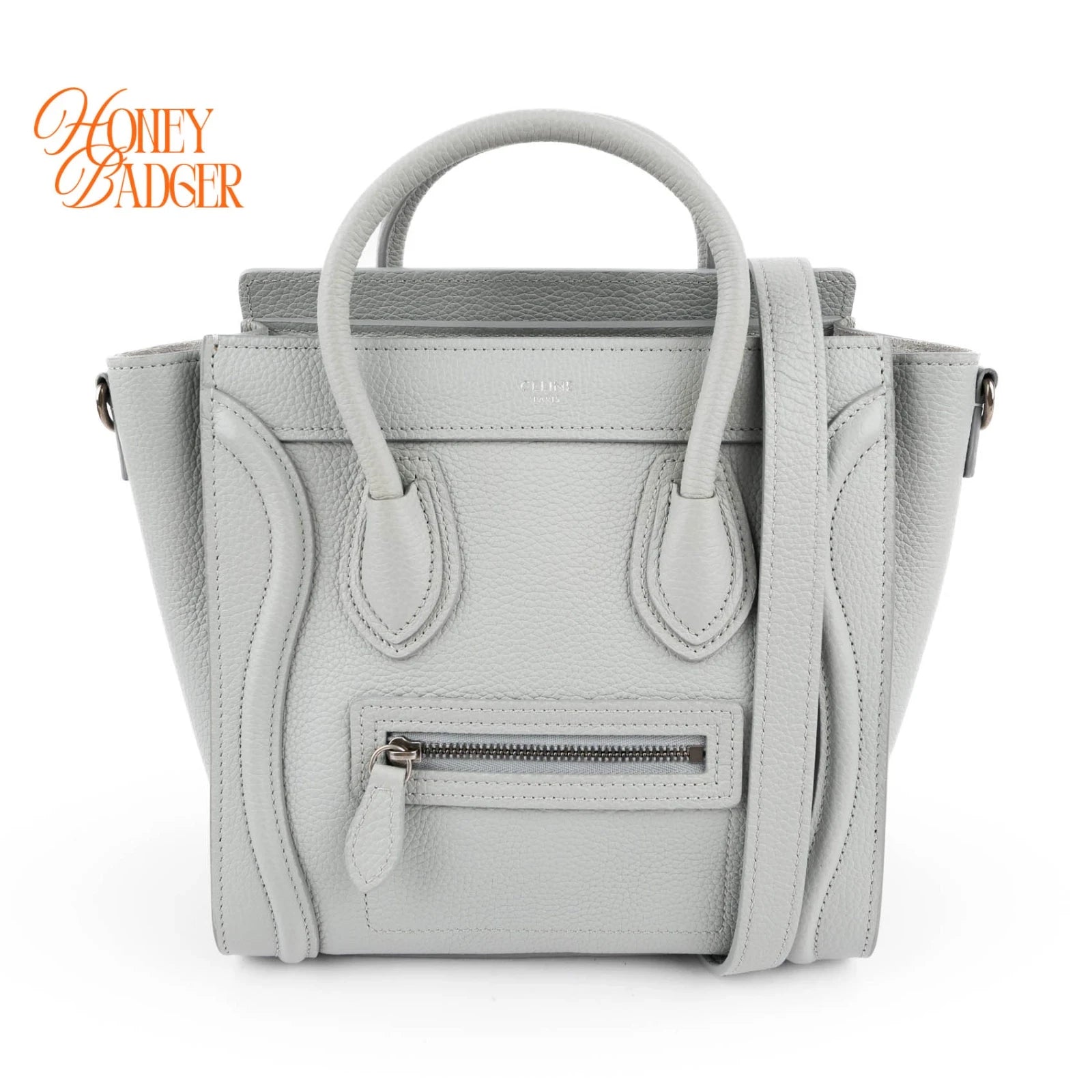 Celine Luggage Nano in gray leather, Grade A condition.