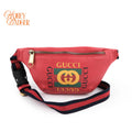 Gucci Print Belt Bag Red Leather Grade A