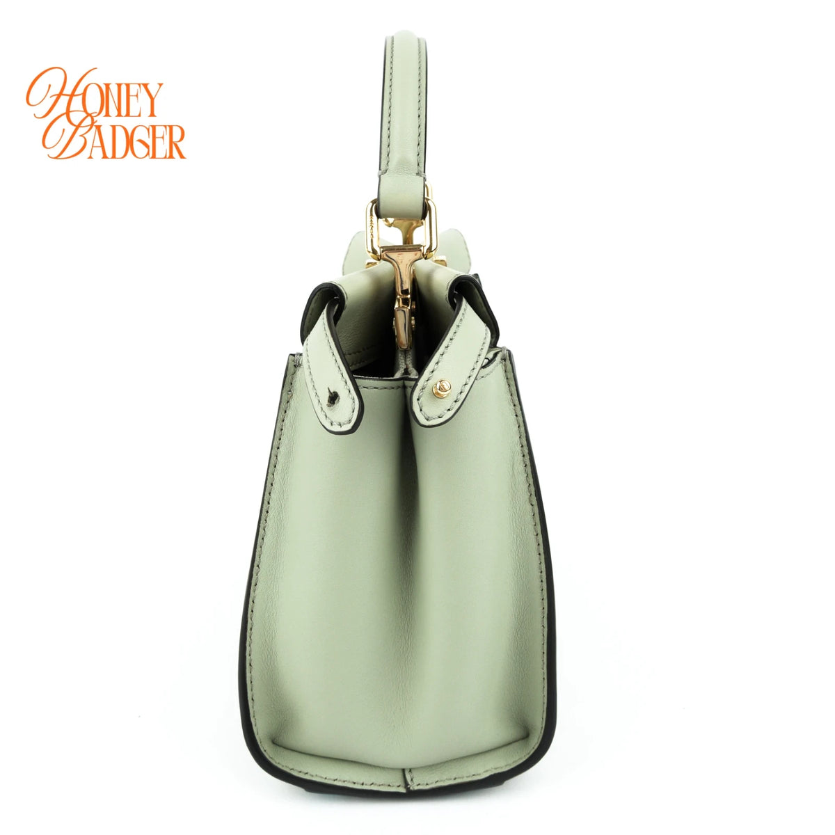 Fendi Peekaboo Mini Leather Light Green Gold Hardware Rank A