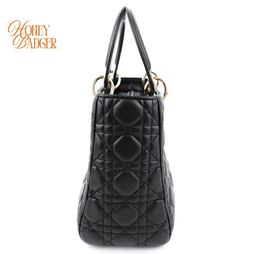 Dior Lady Dior Medium Lambskin Black Rank A