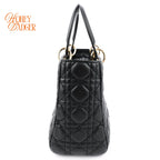 Dior Lady Dior Medium Lambskin Black Rank A