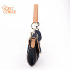 Dior Saddle Denim Dark Blue Camel Leather Gold Hardware Rank A