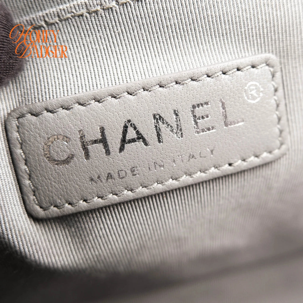 Chanel Boy Medium Calfskin Leather Black Antique Silver Hardware Rank A
