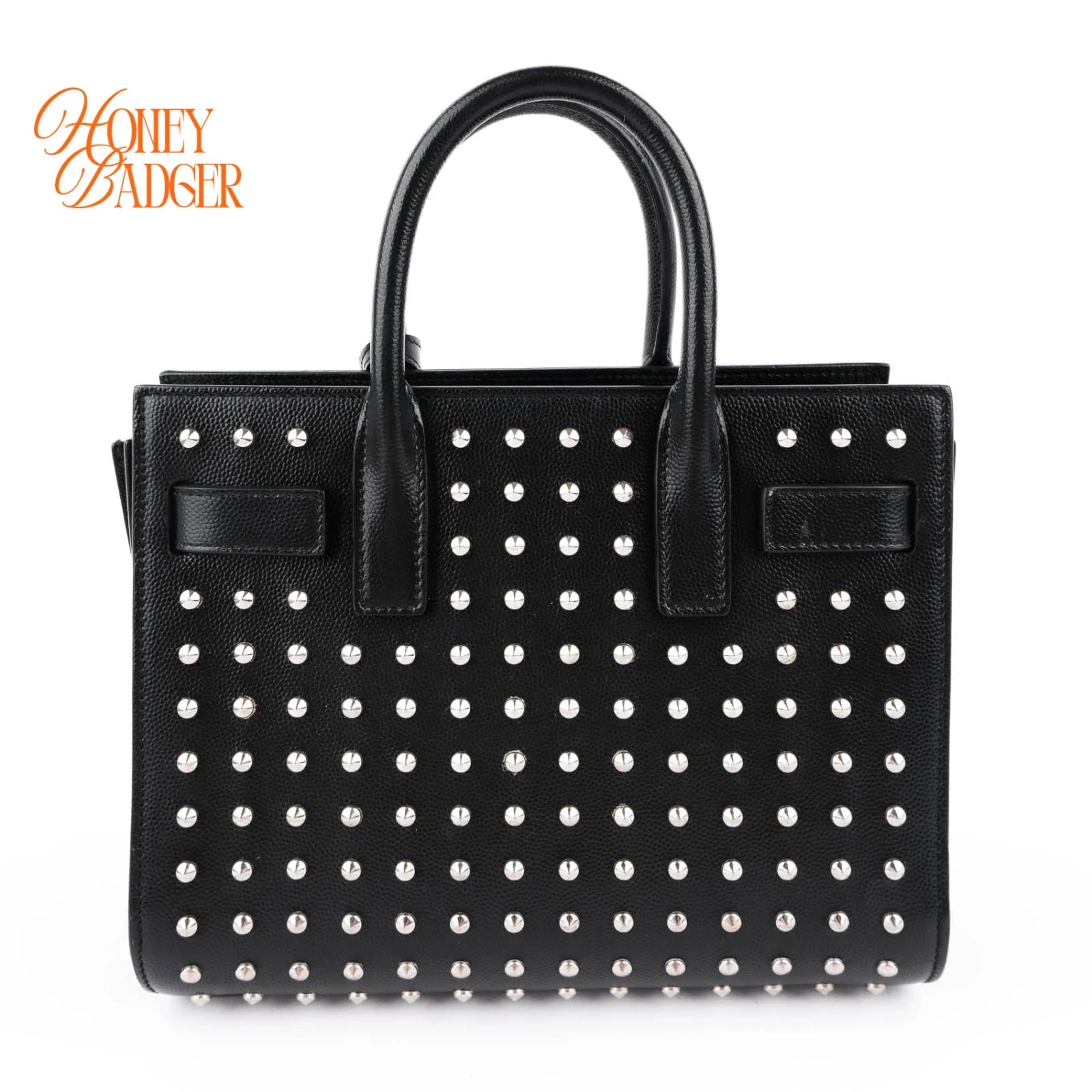 Saint Laurent Sac de Jour Nano Studded Black Leather 2Way Bag M1763 Rank A