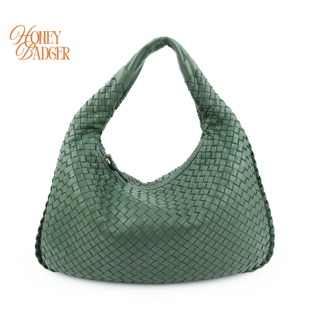 Bottega Veneta Veneta Hobo Intrecciato Leather Green Rank A