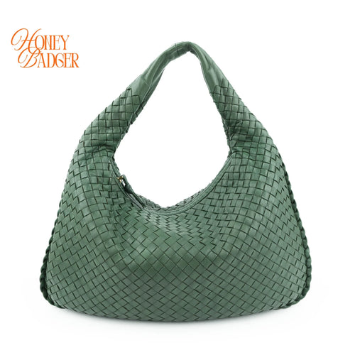 Bottega Veneta Veneta Hobo Intrecciato Leather Green Rank A
