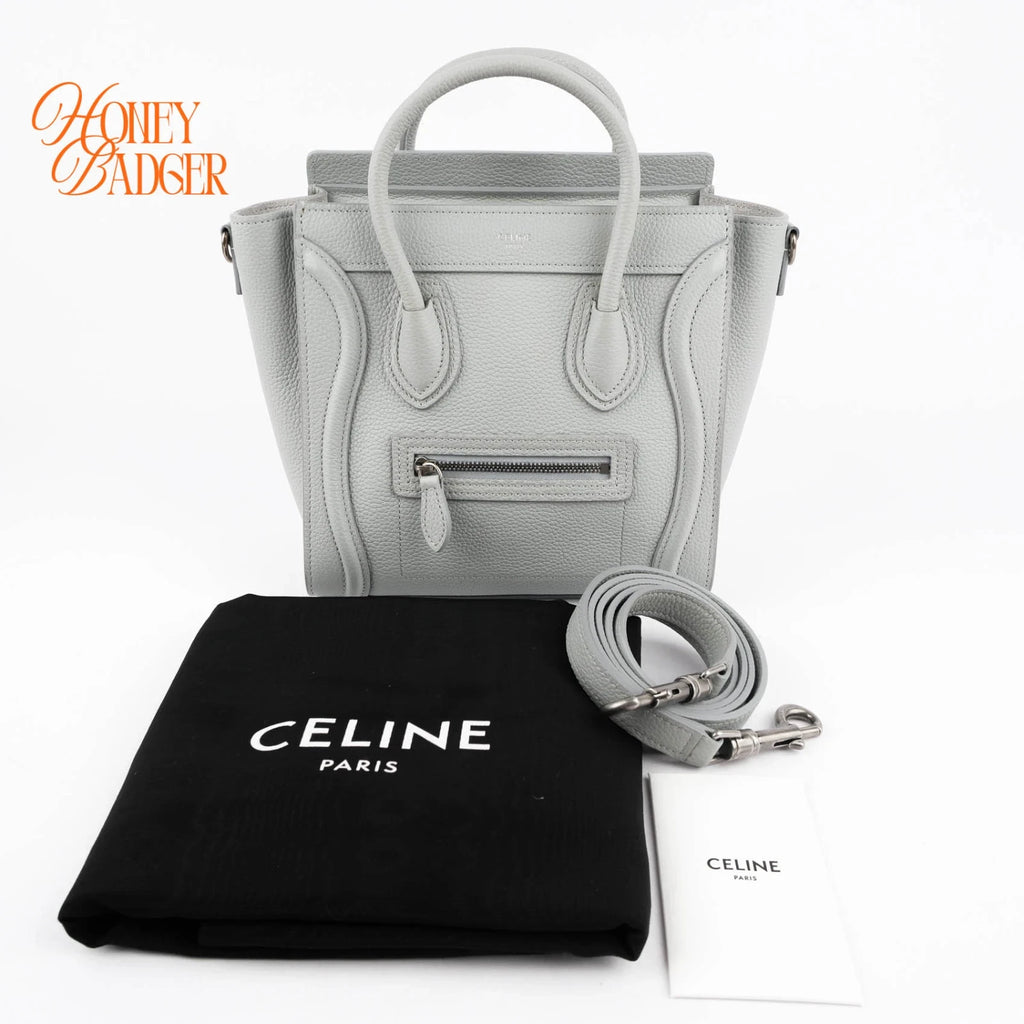 Celine Luggage Nano in gray leather, Grade A condition.