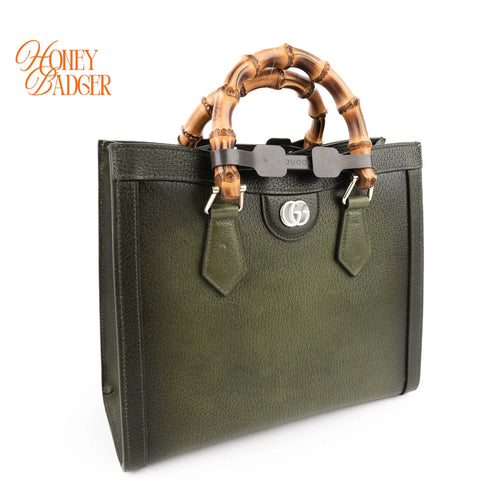 Gucci Diana Small Tote Bag | Green Gradient Leather & Bamboo Handle | Rank S Mint Condition