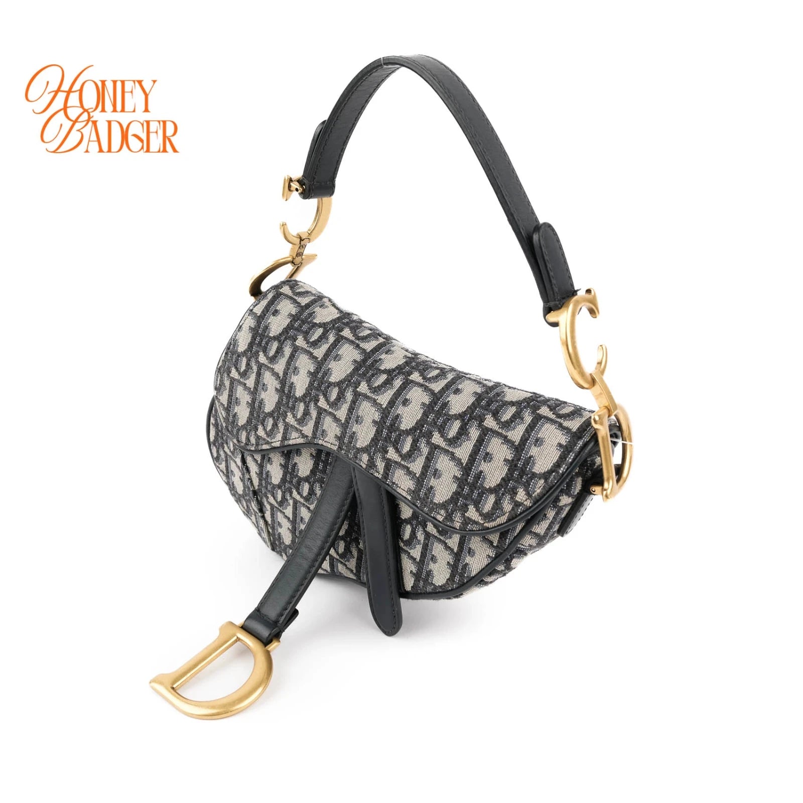 Dior Saddle Small Oblique Jacquard Blue Gold Hardware Rank A