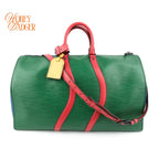 Louis Vuitton Keepall Bandoulière Wavy 50 Epi Leather Colorblock Multicolor Black Hardware Rank A