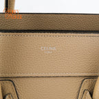 Celine Luggage Mini Beige Grained Calfskin 2Way Bag Rank A