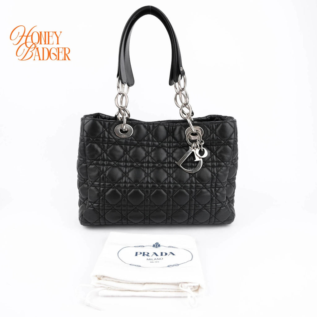 Dior Lady Dior Soft Shopping Large Lambskin Black Rank A