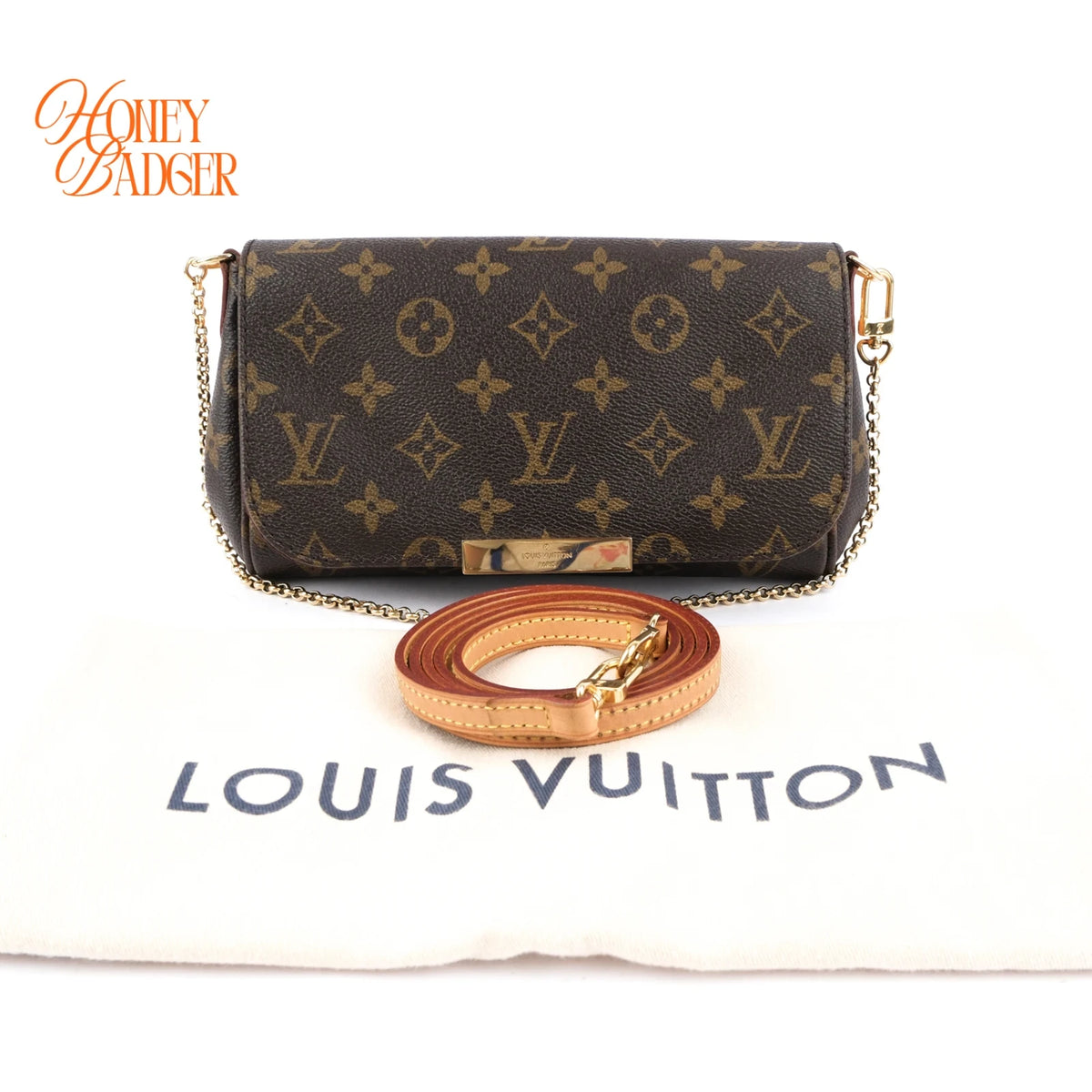 Louis Vuitton Favorite PM Monogram Canvas Shoulder Clutch Bag Rank A