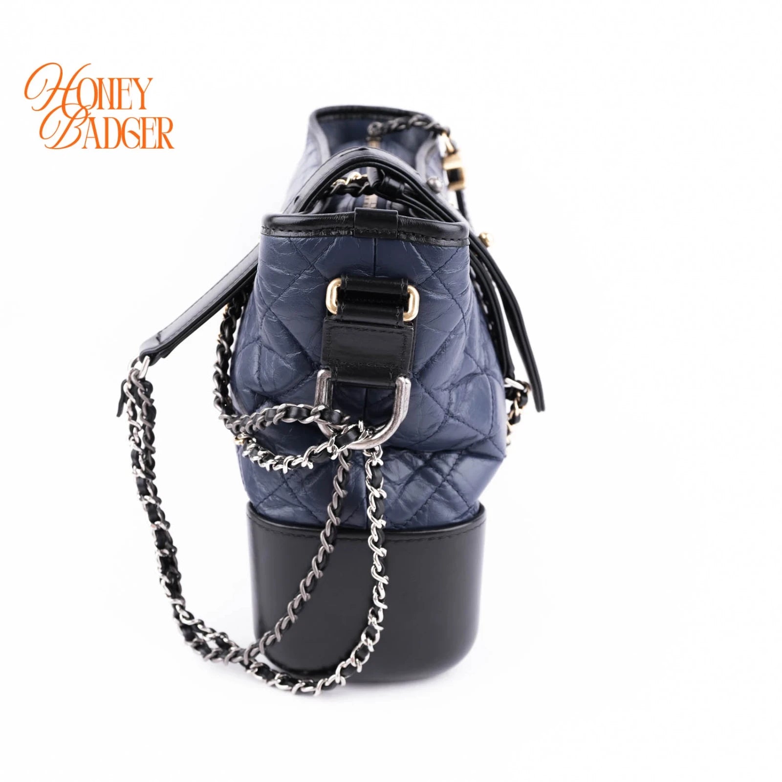 Chanel Gabrielle Hobo Medium Navy Leather Rank A