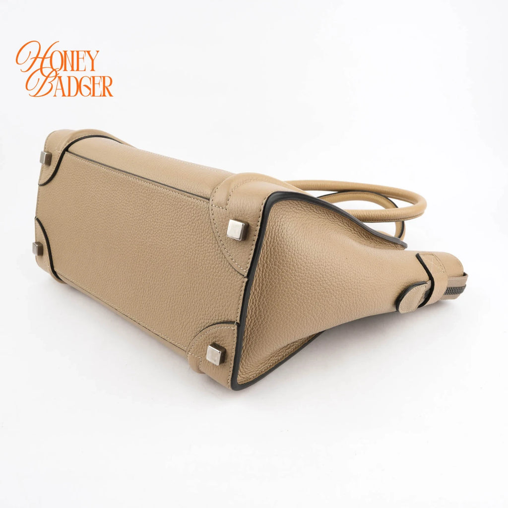 Celine Luggage Mini Beige Grained Calfskin 2Way Bag Rank A