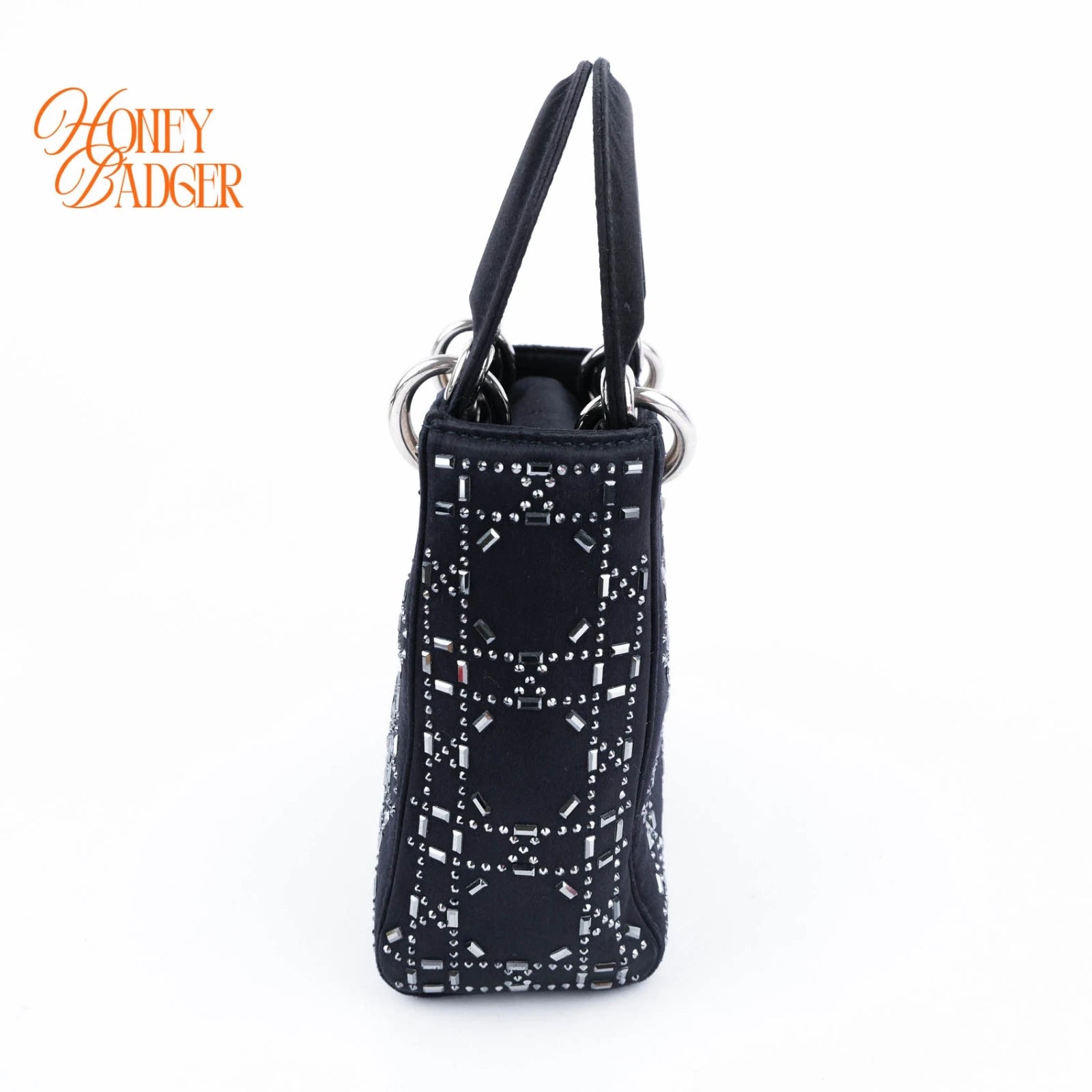 Dior Lady Dior Small Navy Satin Crystal Grade A